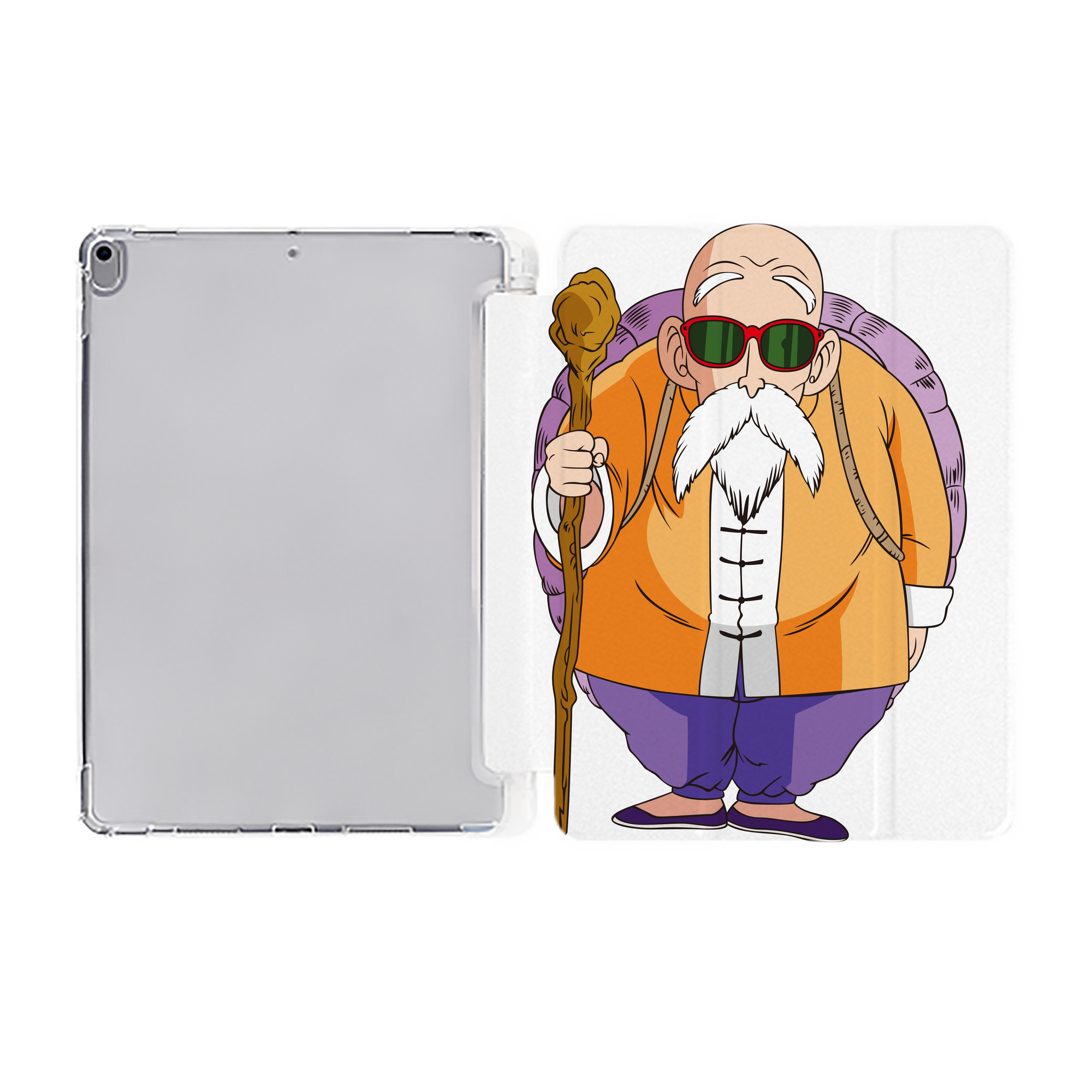 （画像用） ドラゴンボール 亀仙人（かめせんにん） DRAGON BALL Master Roshi Kame Sennin IPad ケース ペン収納付き 三つ折りスタンド PUレザー×シリコン 対応機種9.5/10.5/10.9インチ